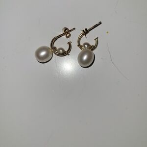 Elegant Gold Pearl Hoop Earrings